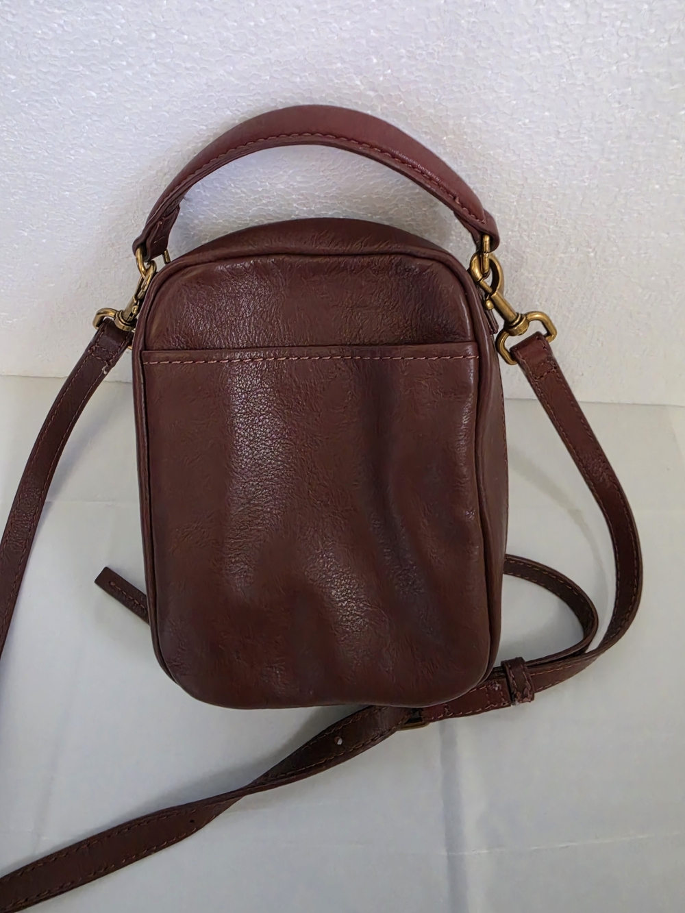 American Leather Brown Compact Leather Crossbody Bag - Picture 4 of 7
